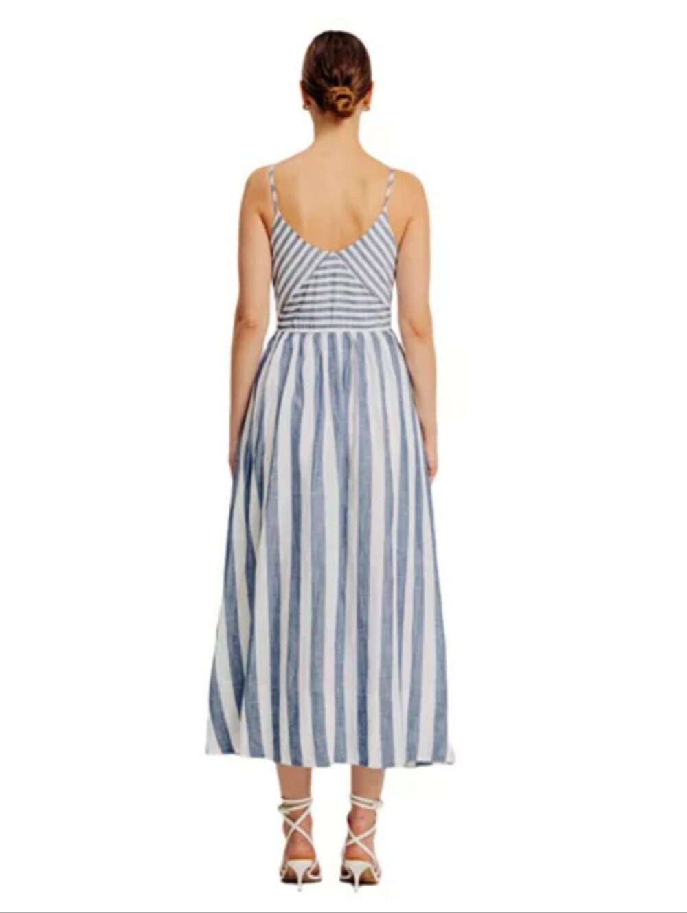 NWT Ronny Kobo Linen Blend Striped Drop Waist Dress - STUNNING! Msrp $168 - Picture 5 of 10